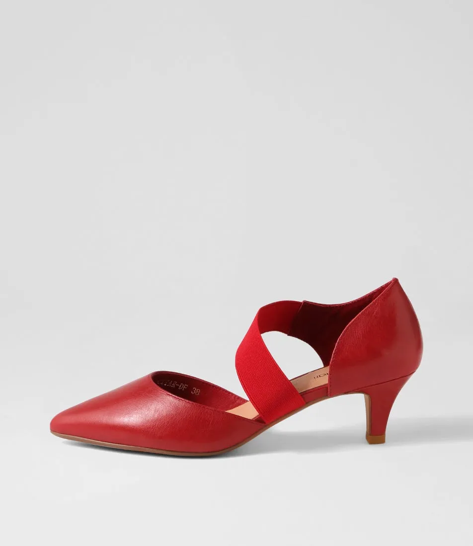 DIANA FERRARI Citar Deep Red Leather Mary Jane Heels