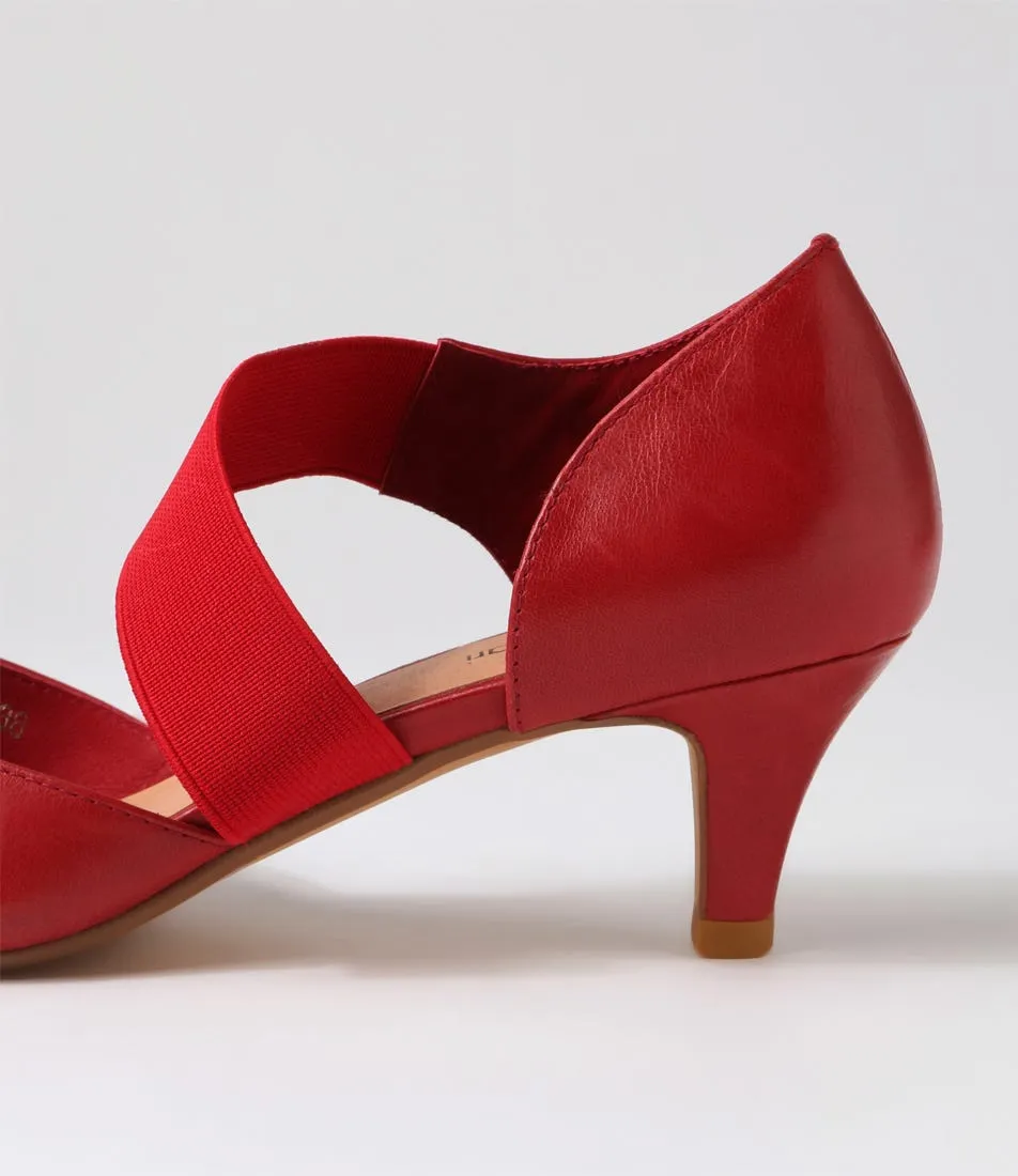 DIANA FERRARI Citar Deep Red Leather Mary Jane Heels