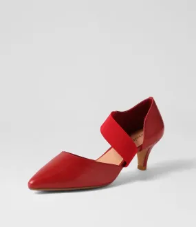 DIANA FERRARI Citar Deep Red Leather Mary Jane Heels