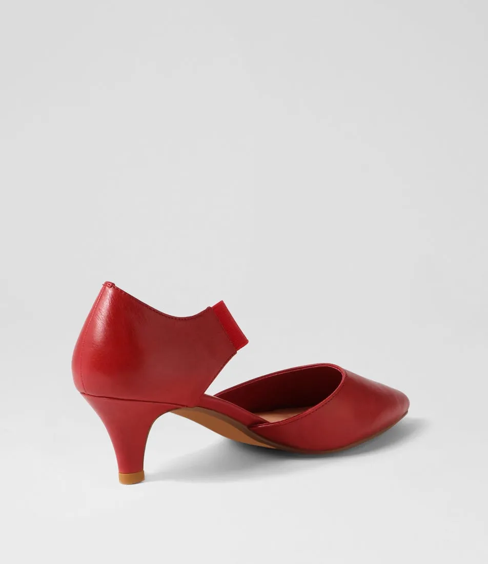 DIANA FERRARI Citar Deep Red Leather Mary Jane Heels