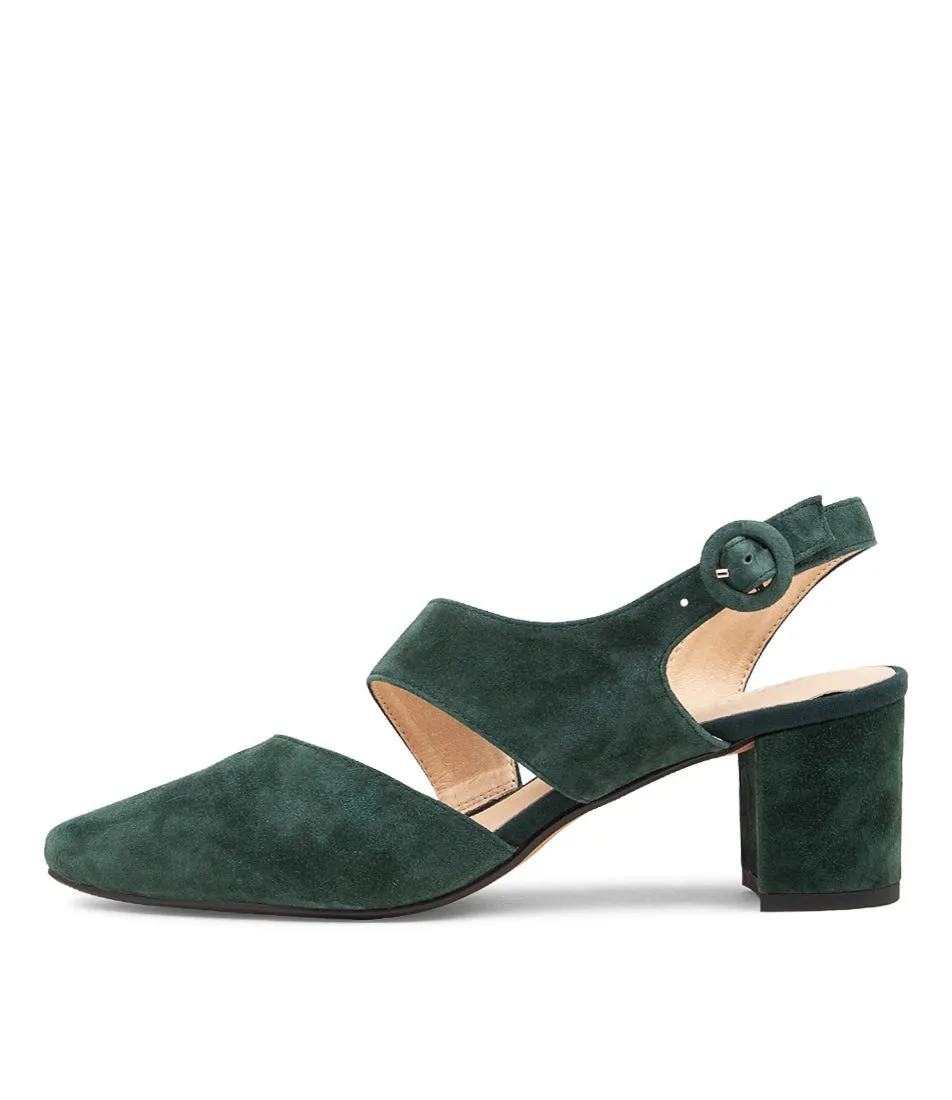 DIANA FERRARI Leesa Deep Green Suede Heels