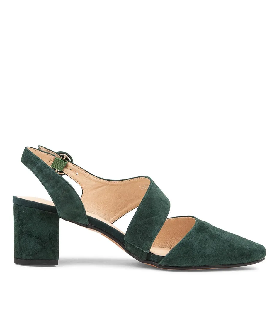 DIANA FERRARI Leesa Deep Green Suede Heels