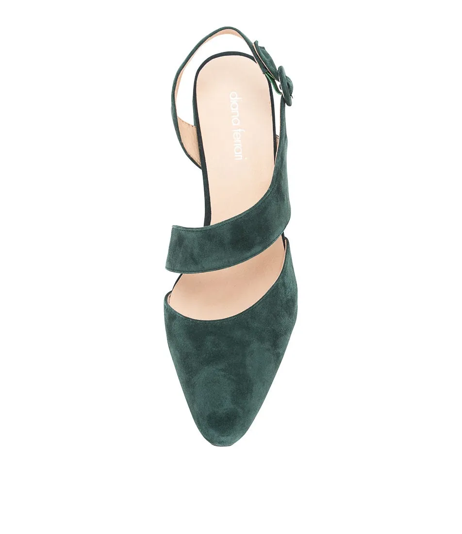 DIANA FERRARI Leesa Deep Green Suede Heels