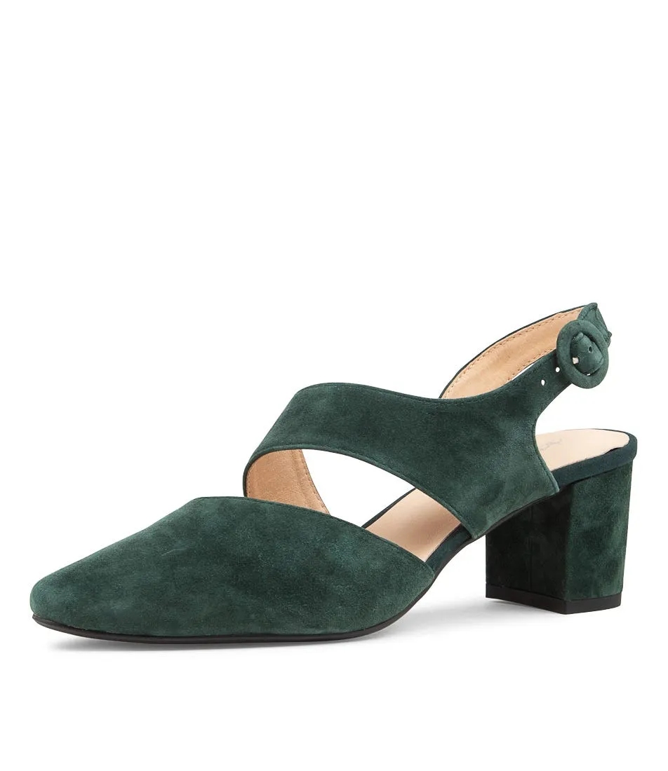 DIANA FERRARI Leesa Deep Green Suede Heels