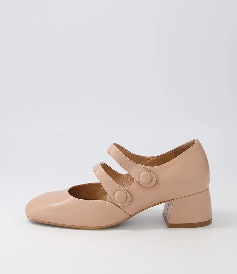 DJANGO & JULIETTE Culie Dark Nude Leather Mary Jane Heels