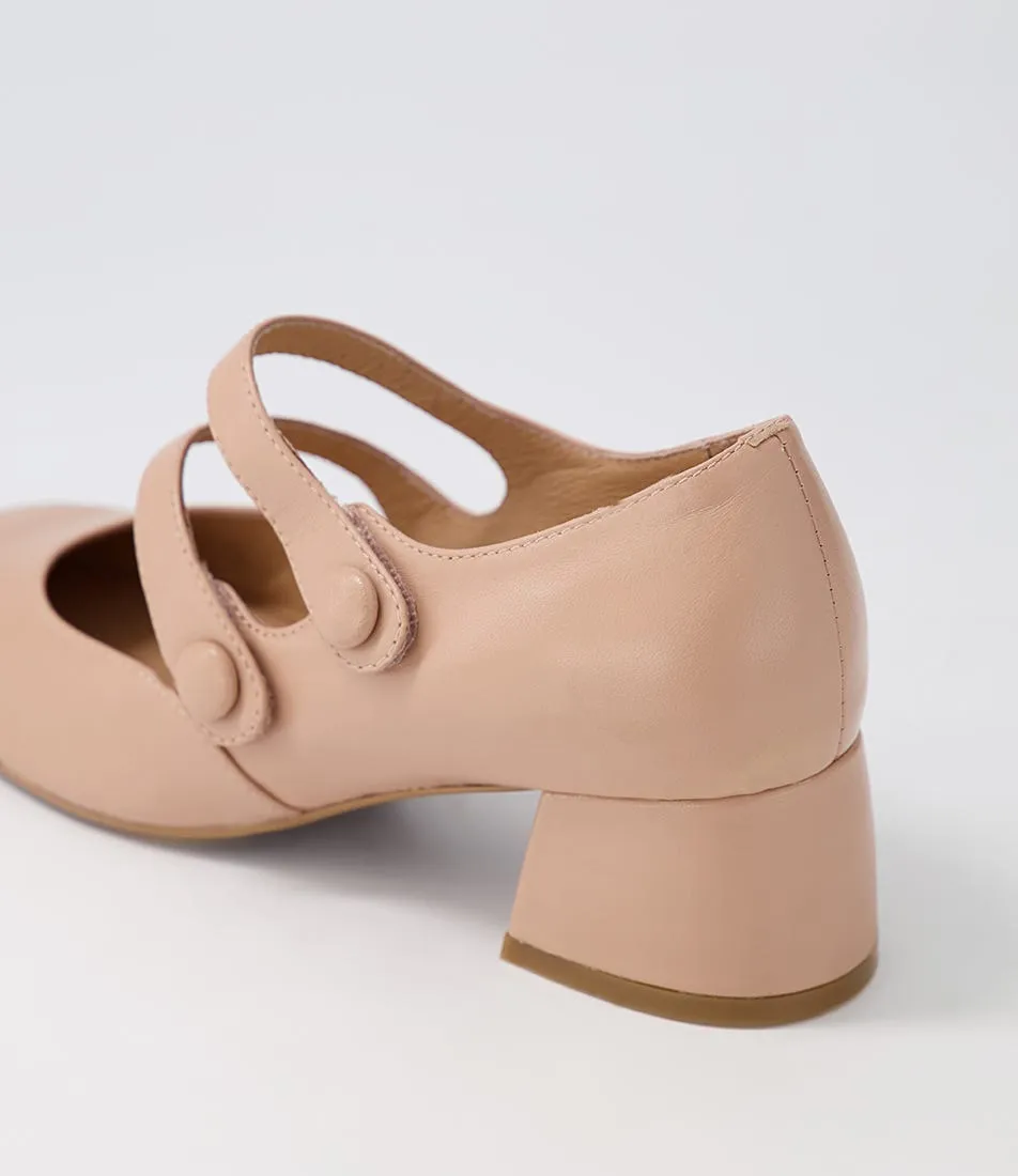 DJANGO & JULIETTE Culie Dark Nude Leather Mary Jane Heels