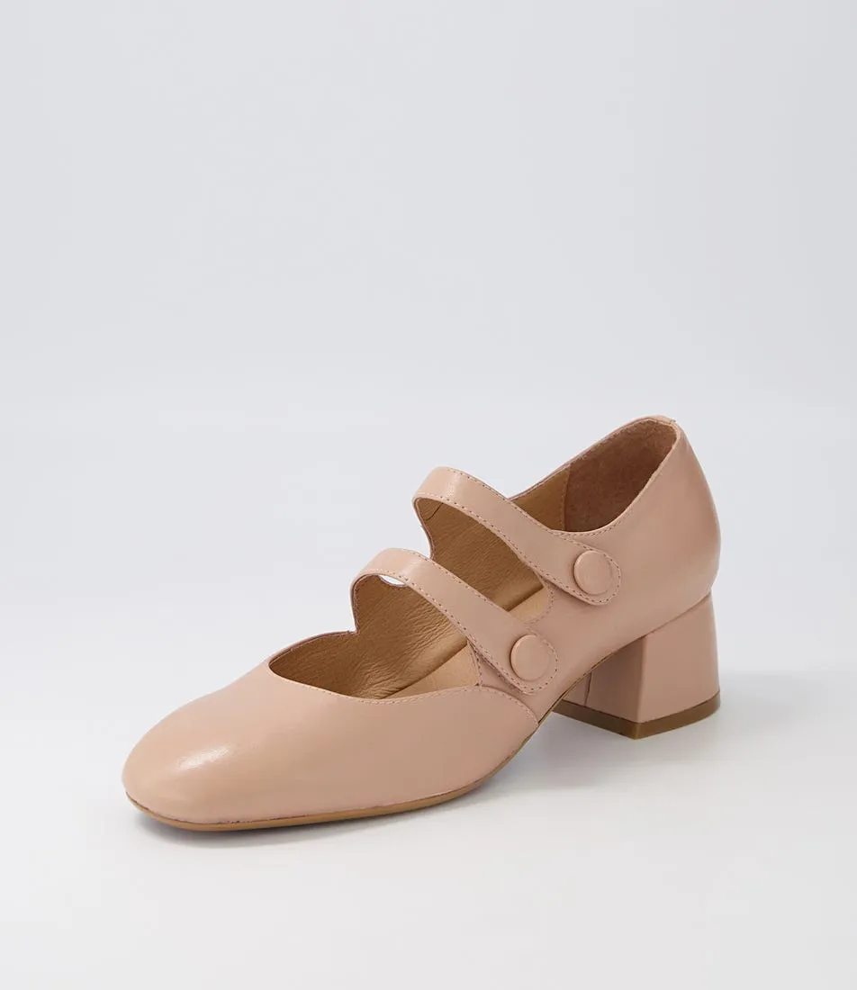 DJANGO & JULIETTE Culie Dark Nude Leather Mary Jane Heels