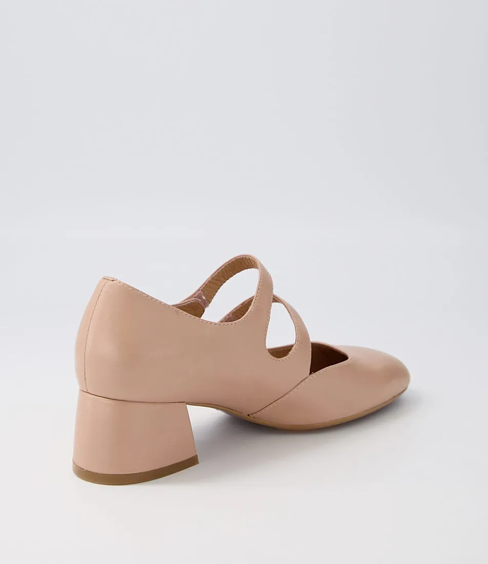 DJANGO & JULIETTE Culie Dark Nude Leather Mary Jane Heels