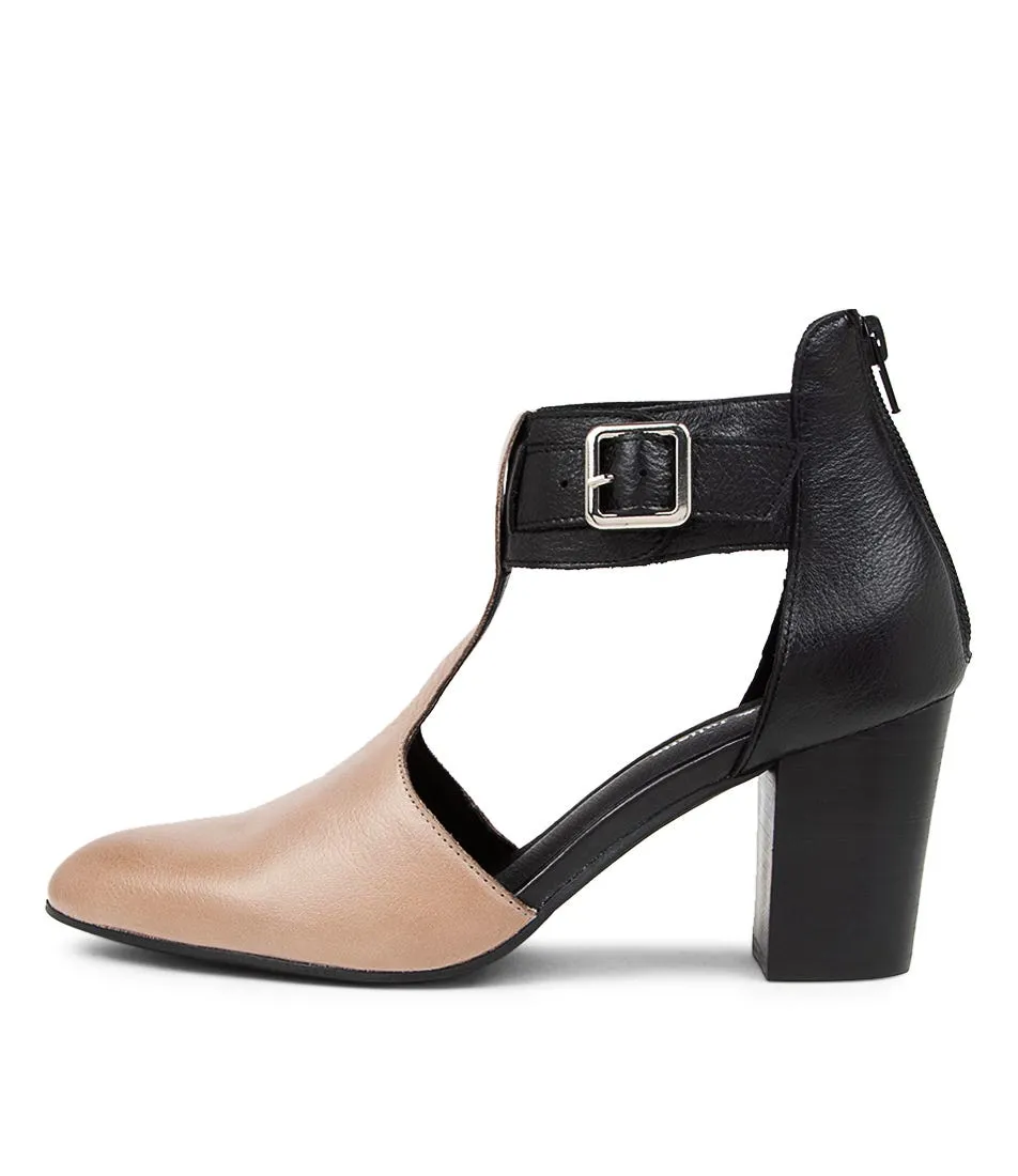 DJANGO & JULIETTE Lionelle Smoke Black Leather Heels