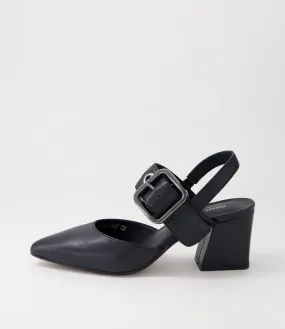 DJANGO & JULIETTE Magaly Black Leather Heels