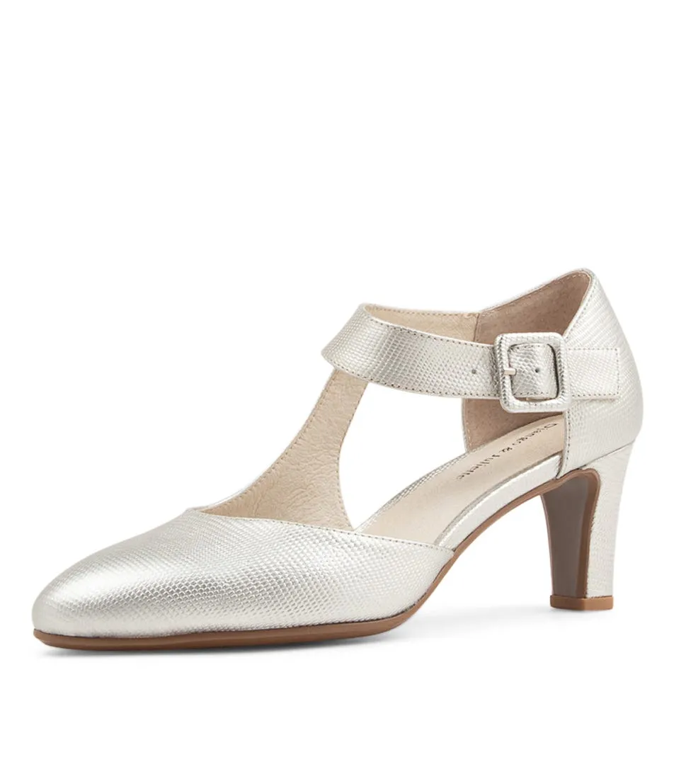 DJANGO & JULIETTE Trinities Pale Gold Lizard Pump Heels