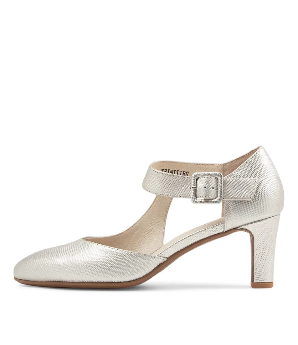 DJANGO & JULIETTE Trinities Pale Gold Lizard Pump Heels