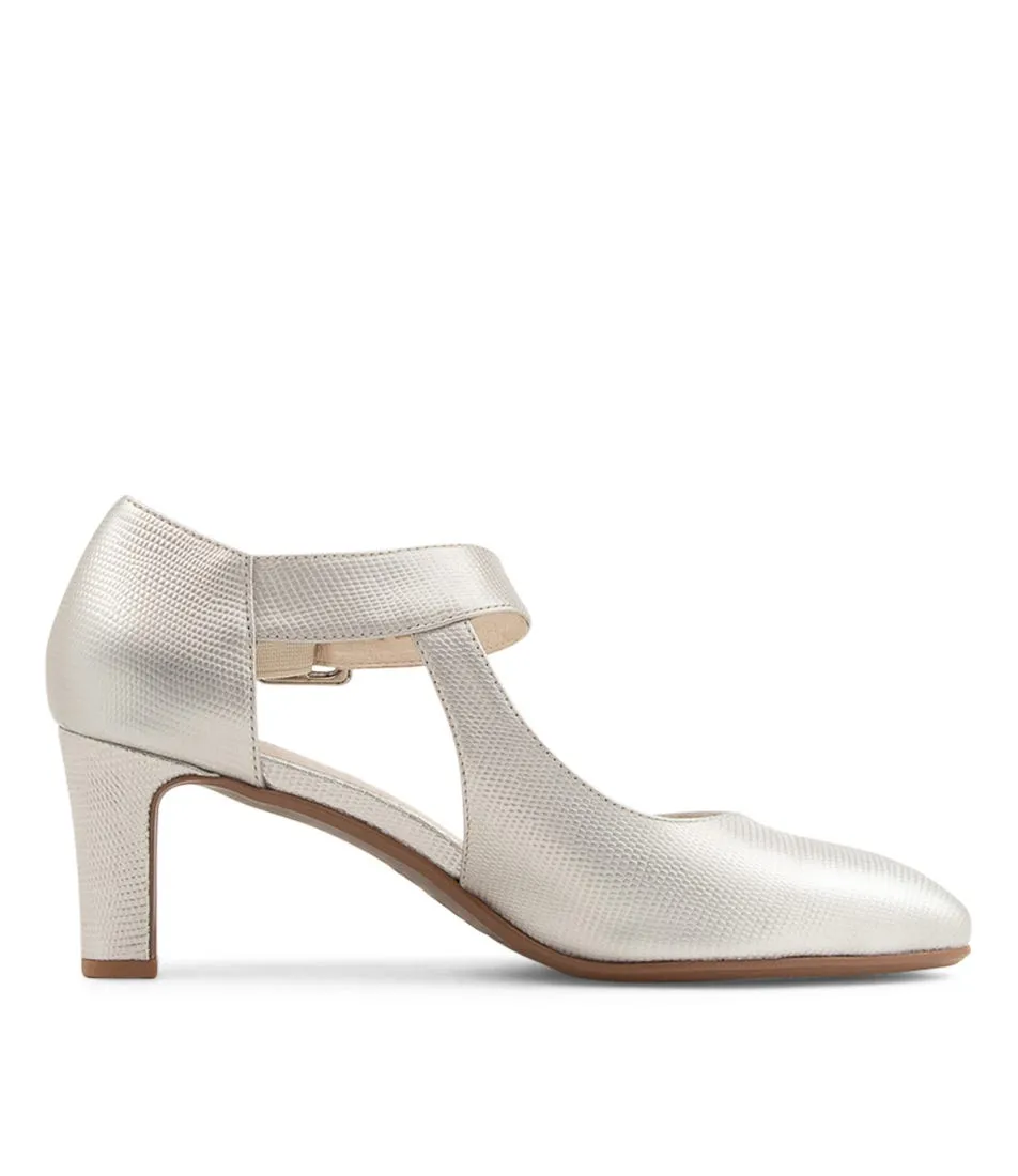 DJANGO & JULIETTE Trinities Pale Gold Lizard Pump Heels