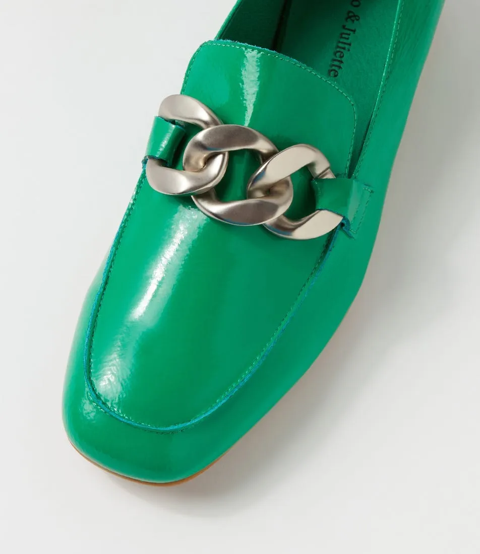 DJANGO & JULIETTE Vivandy Bright Emerald Patent Leather Heels