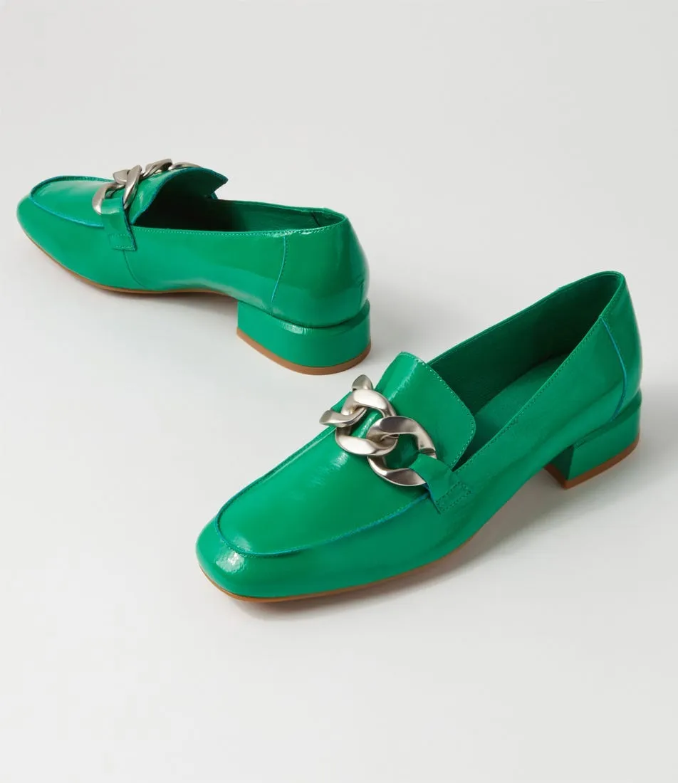 DJANGO & JULIETTE Vivandy Bright Emerald Patent Leather Heels