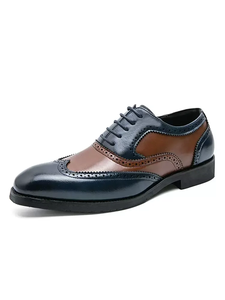 Dual Tone Lace Up Wingtip Formal Oxfords