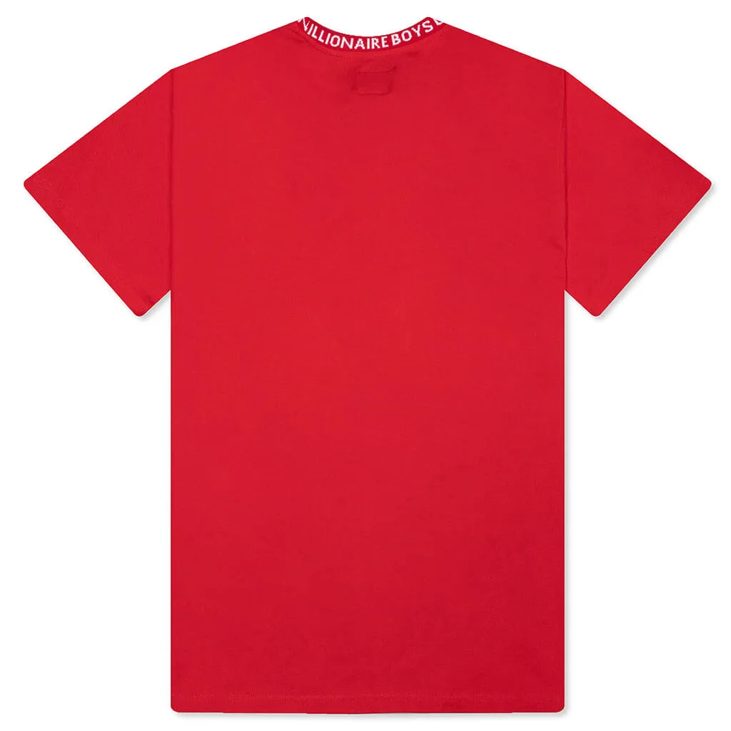 Red Wrapped Short Sleeve Knit Tee