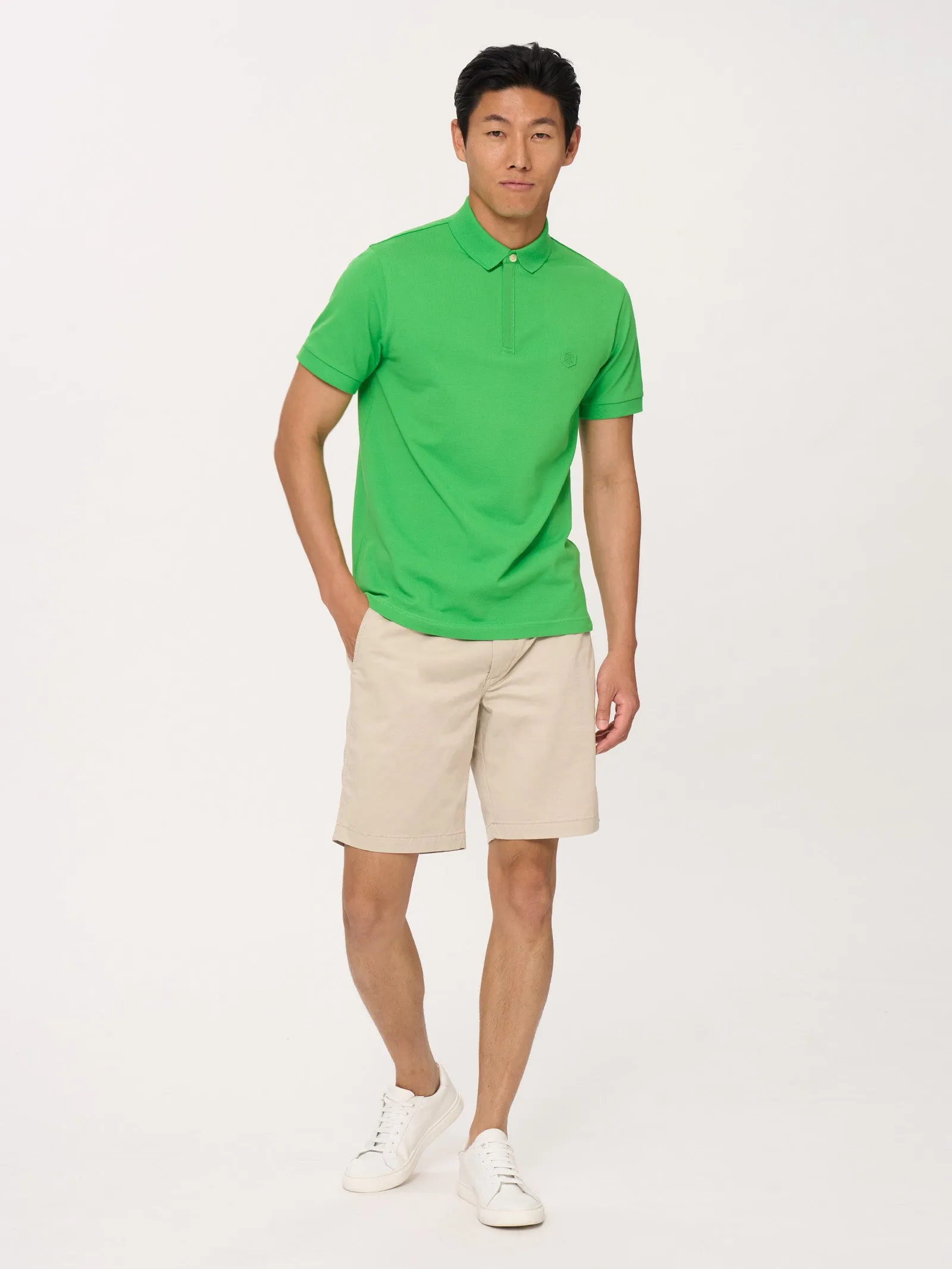 Polo in Eco Cotton Piqué Stretch - Ibiza Blue