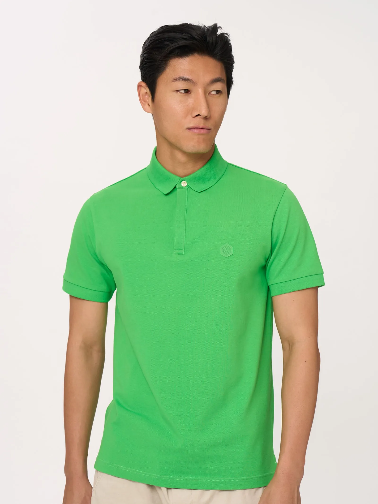 Polo in Eco Cotton Piqué Stretch - Ibiza Blue