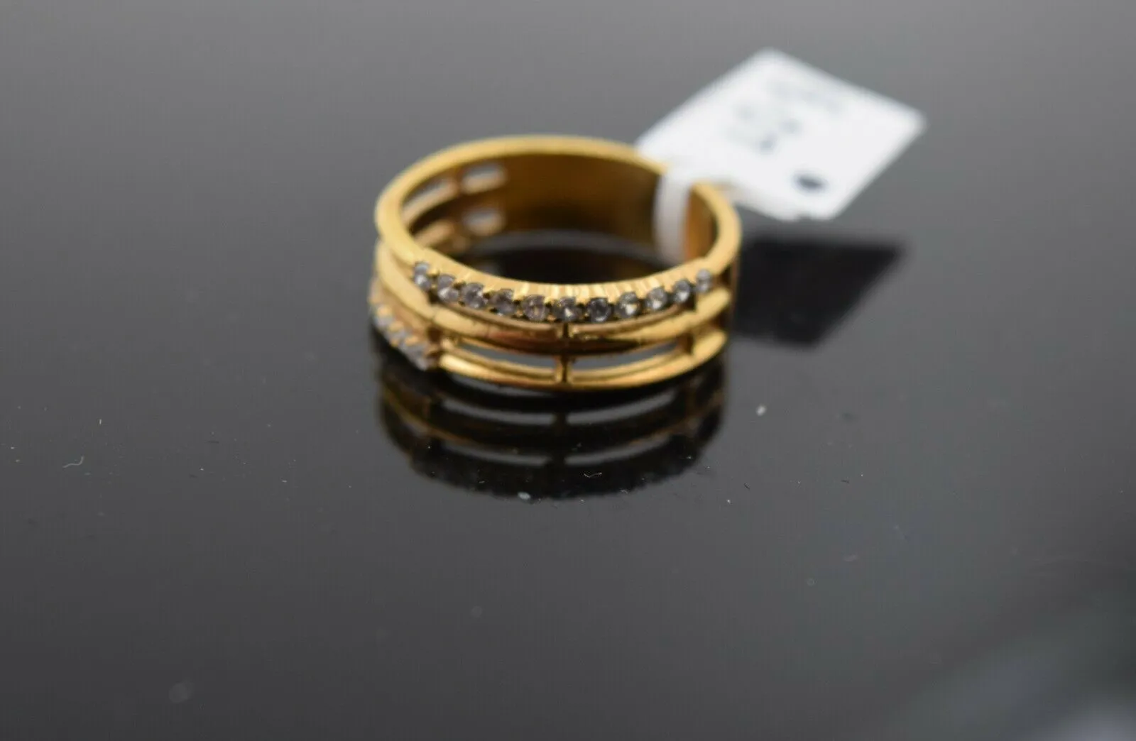 22k Solid Gold Band Ring for Women with Elegant Charm - Size 7.5 - RESIZABLE r2928mon