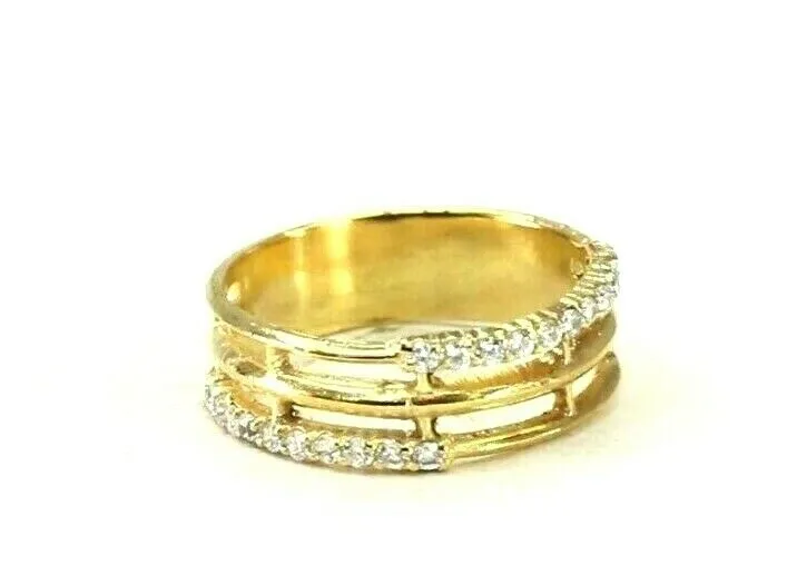 22k Solid Gold Band Ring for Women with Elegant Charm - Size 7.5 - RESIZABLE r2928mon