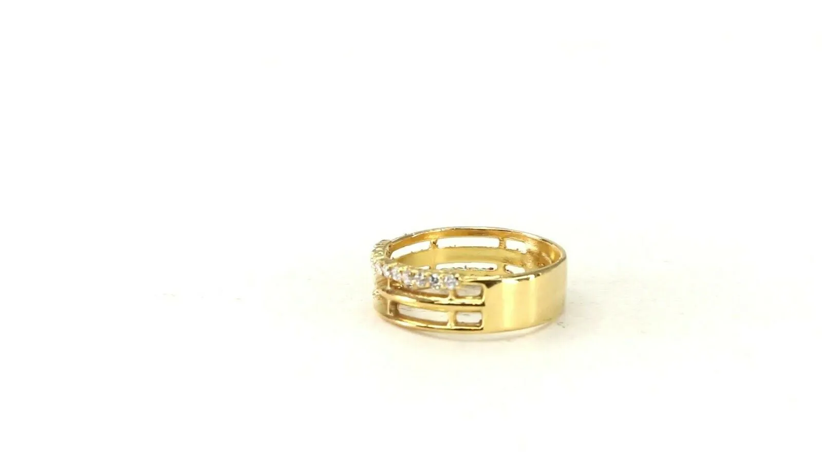 22k Solid Gold Band Ring for Women with Elegant Charm - Size 7.5 - RESIZABLE r2928mon