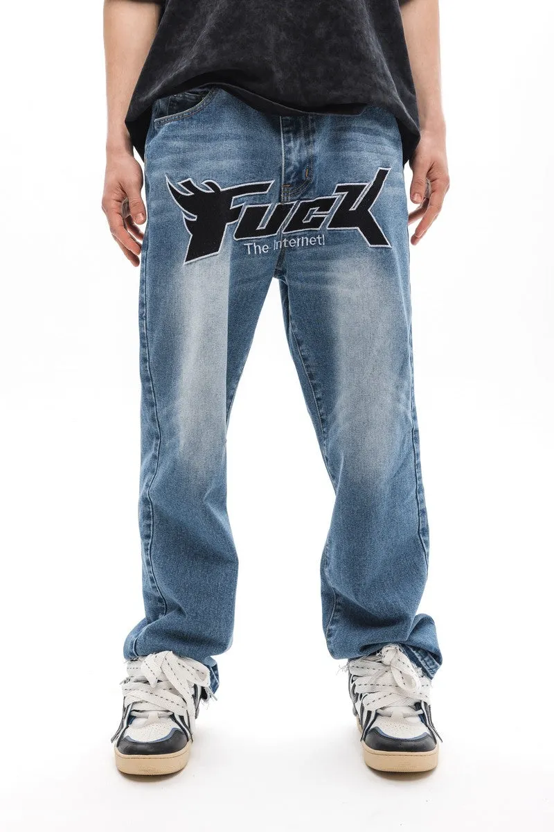 Embroidered Logo Jeans