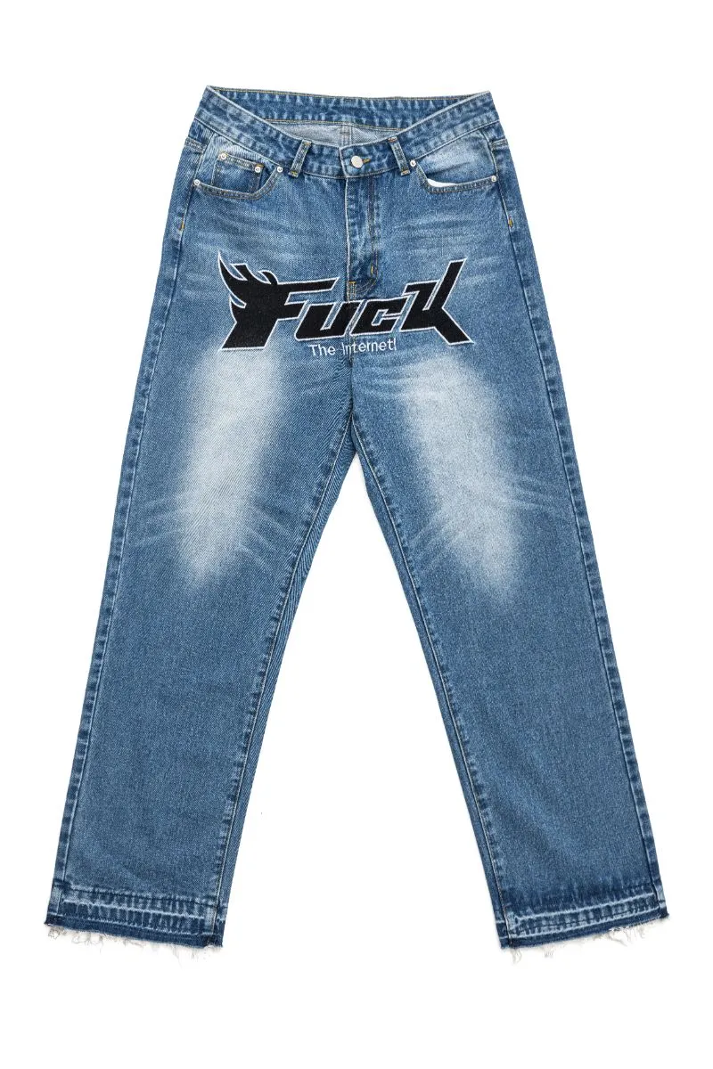 Embroidered Logo Jeans