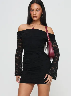 Off The Shoulder Mini Dress Black