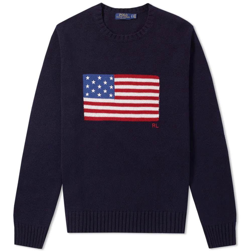 Flag Crew Knit in Navy by Polo Ralph Lauren