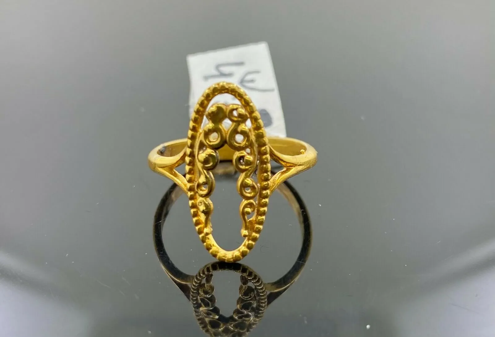 22k Solid Gold Ring for Women with Elegant Charm - Floral Design, Size R2032 mon