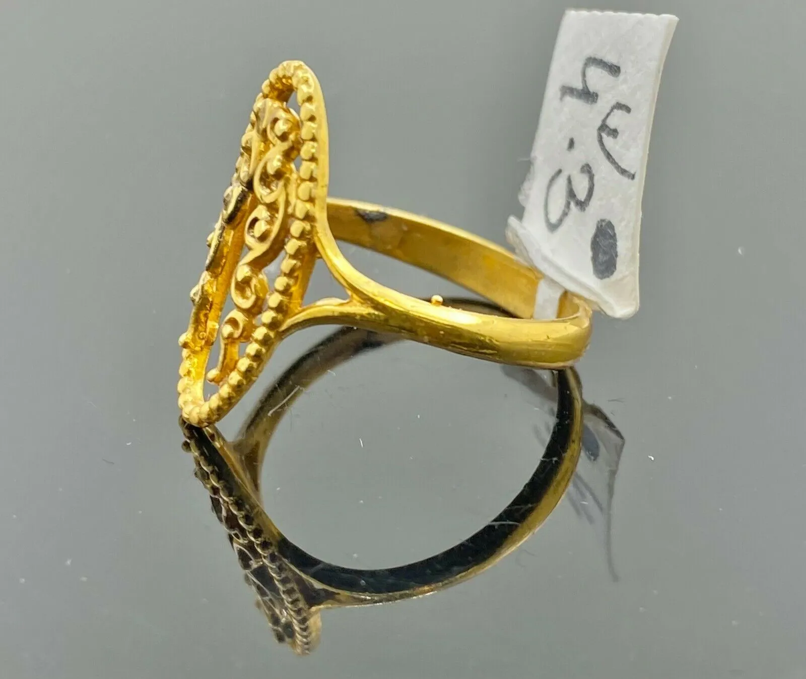 22k Solid Gold Ring for Women with Elegant Charm - Floral Design, Size R2032 mon