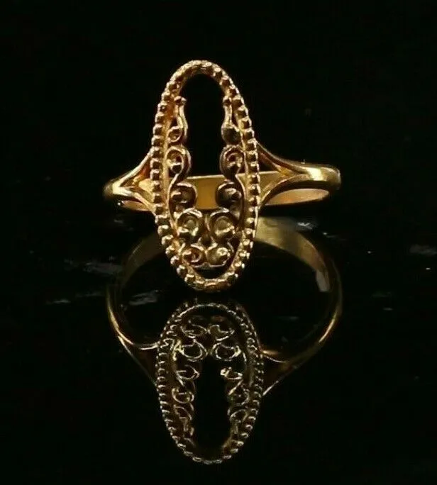 22k Solid Gold Ring for Women with Elegant Charm - Floral Design, Size R2032 mon