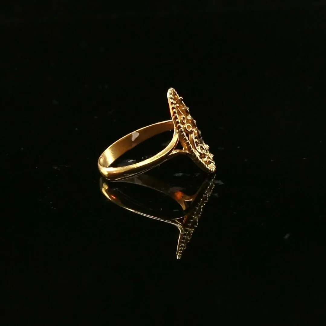 22k Solid Gold Ring for Women with Elegant Charm - Floral Design, Size R2032 mon