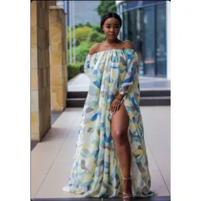 Dress Floral Off Shoulder Side Slit