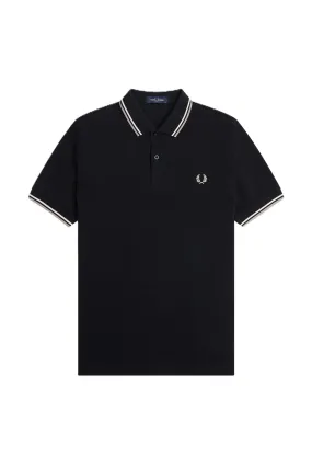 Fred Perry Twin Tipped Polo Shirt Blk/SnWhi/WrmGry