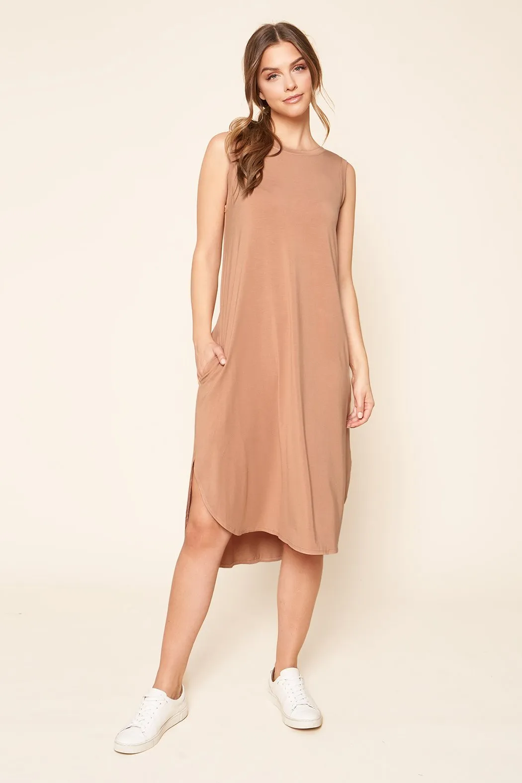 Gabbi Midi Shift Jersey Knit Dress