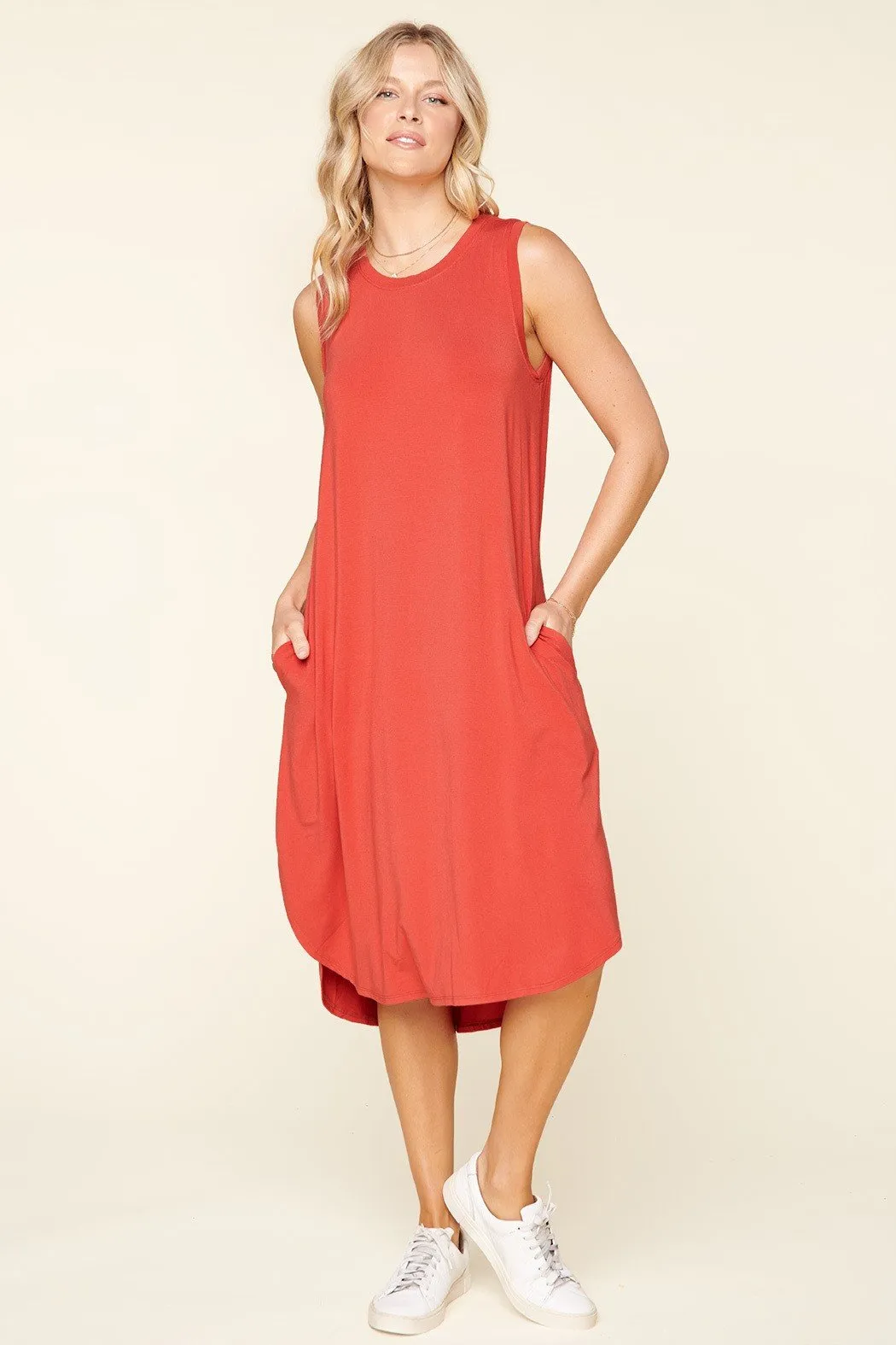 Gabbi Midi Shift Jersey Knit Dress