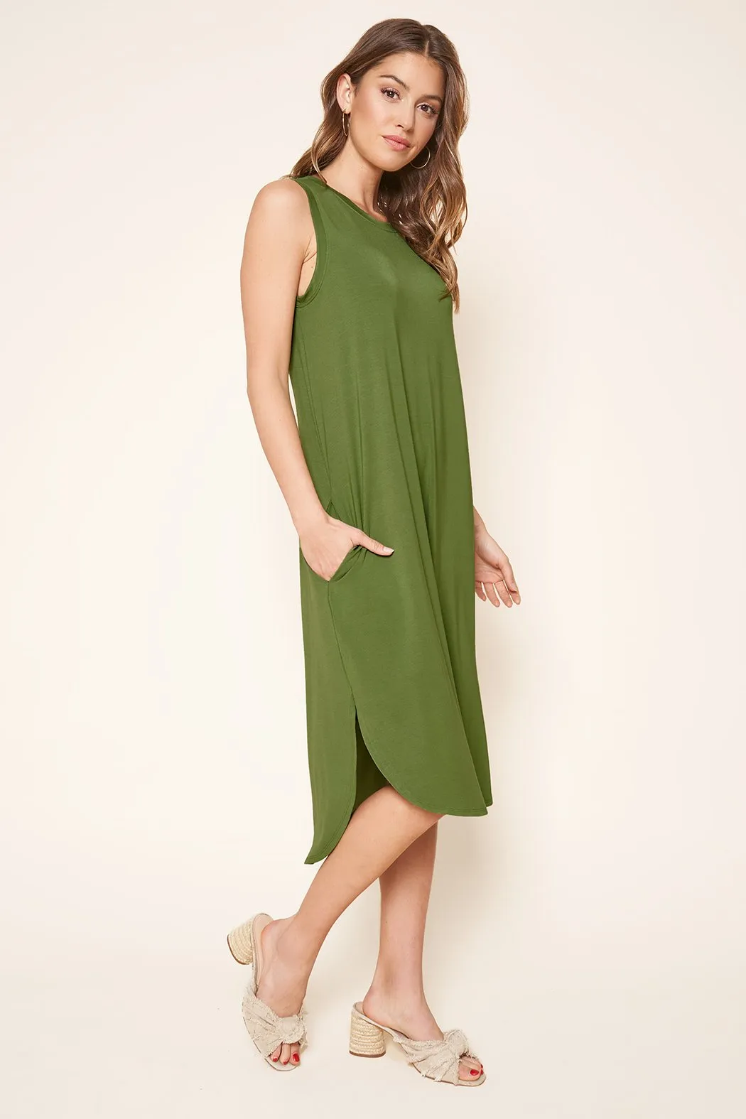 Gabbi Midi Shift Jersey Knit Dress