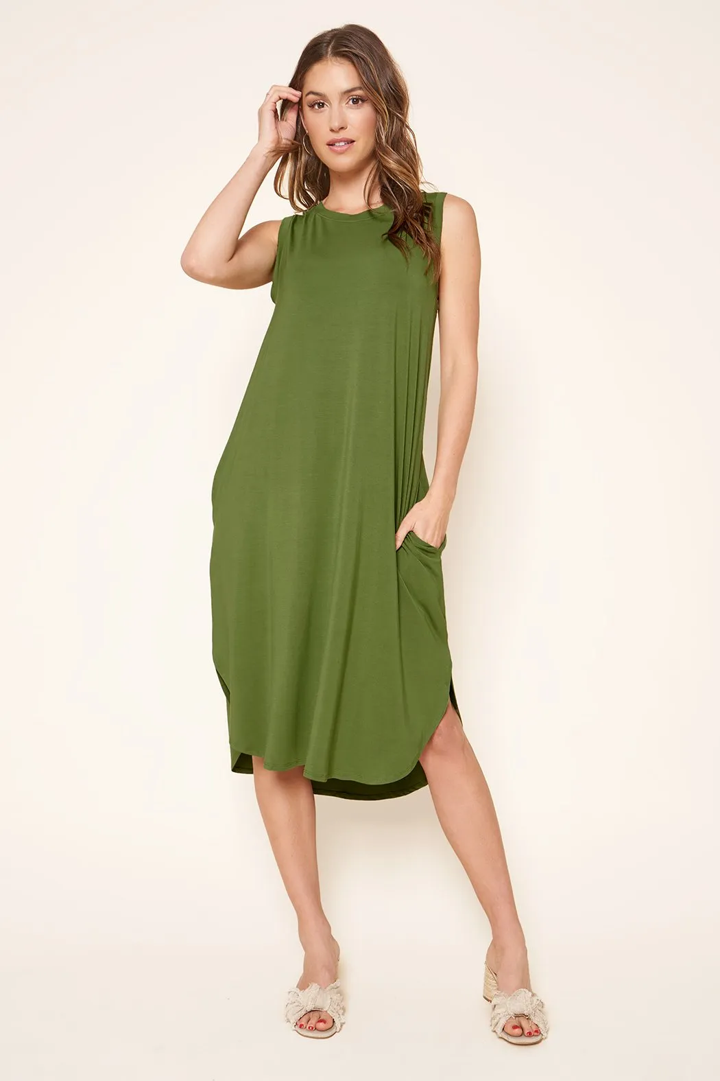 Gabbi Midi Shift Jersey Knit Dress