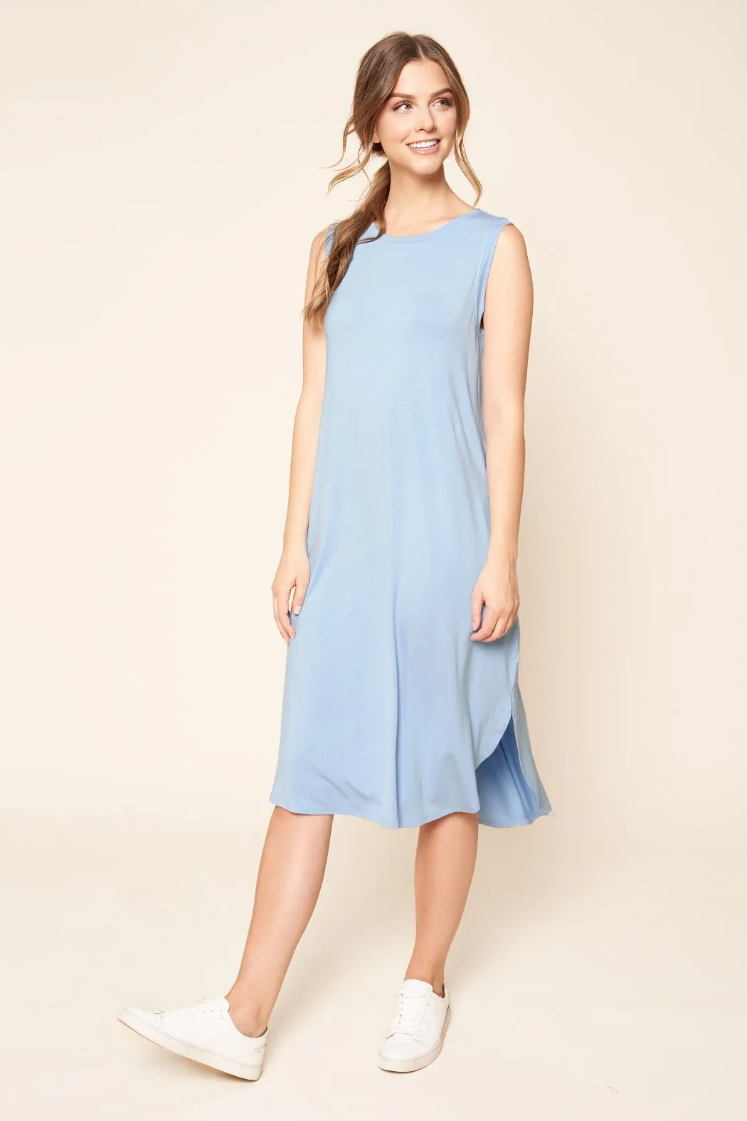 Gabbi Midi Shift Jersey Knit Dress