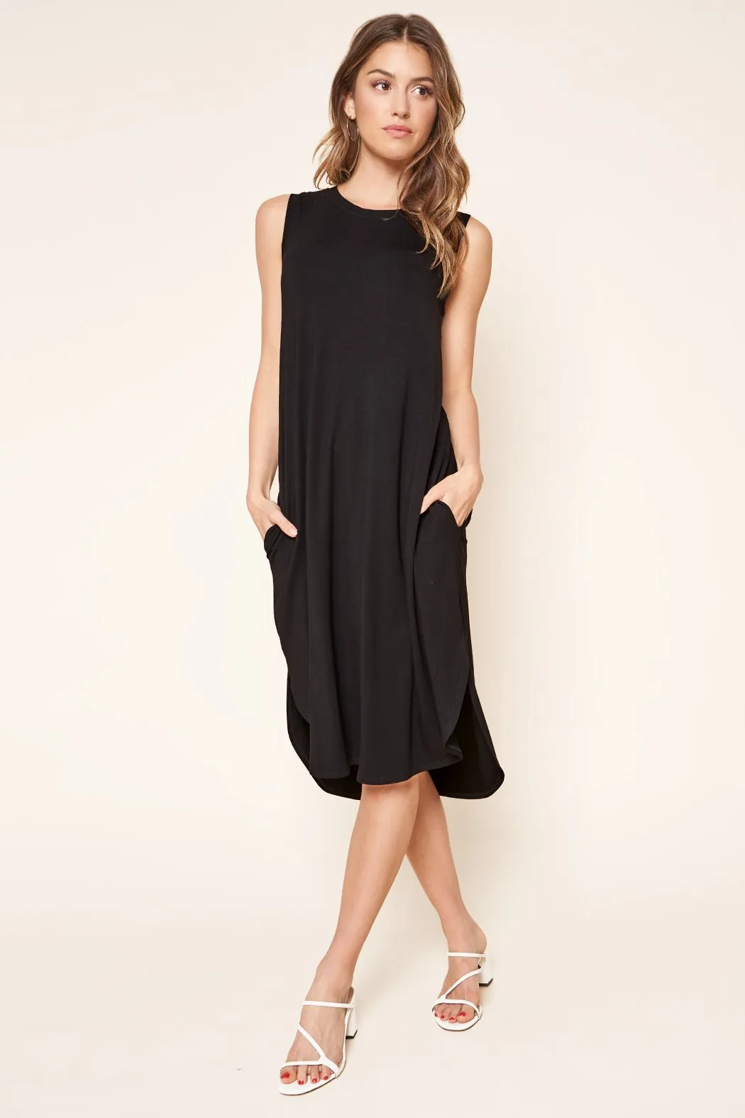 Gabbi Midi Shift Jersey Knit Dress