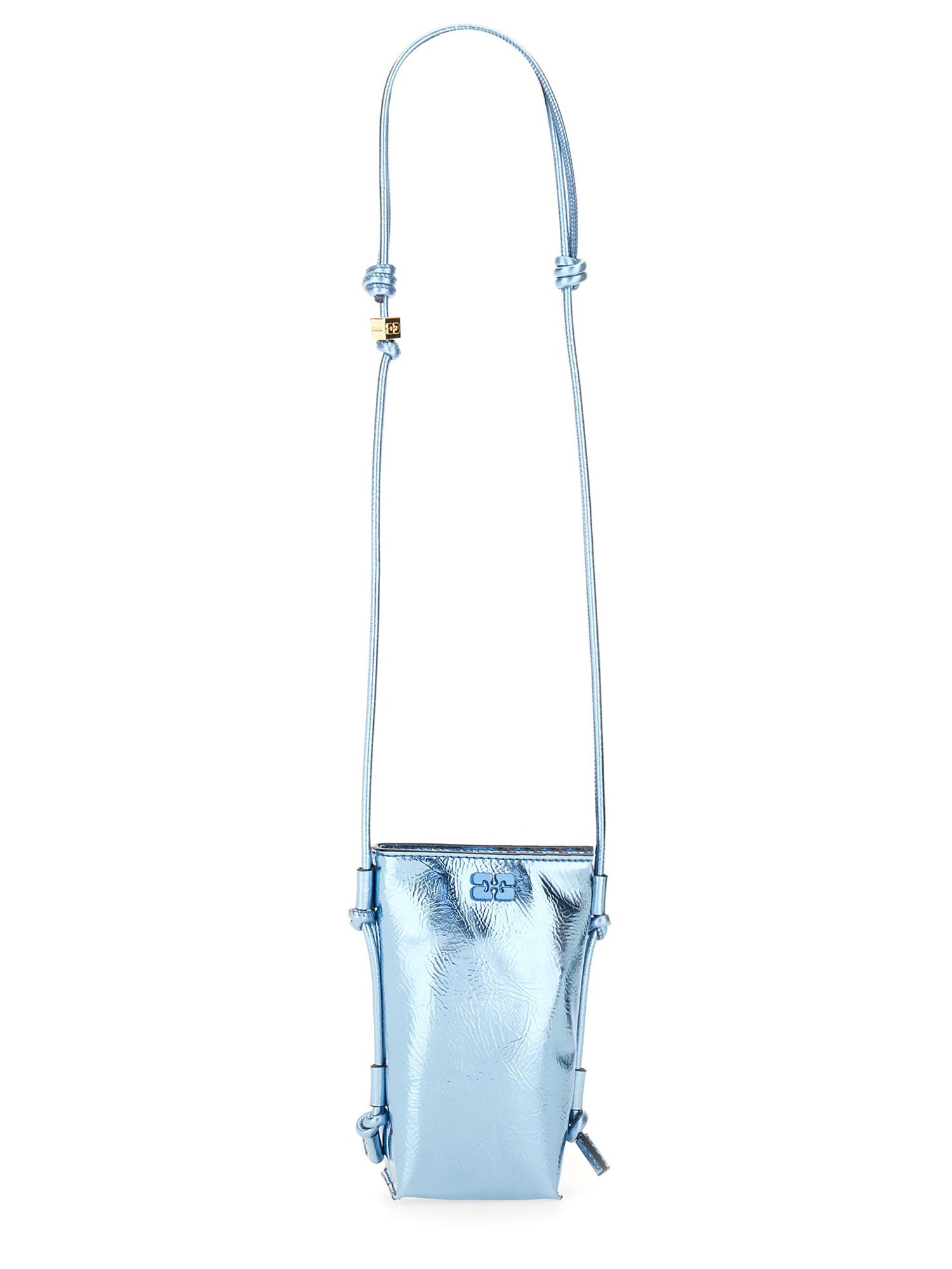 Ganni Metallic Leather Logo Shoulder Bag