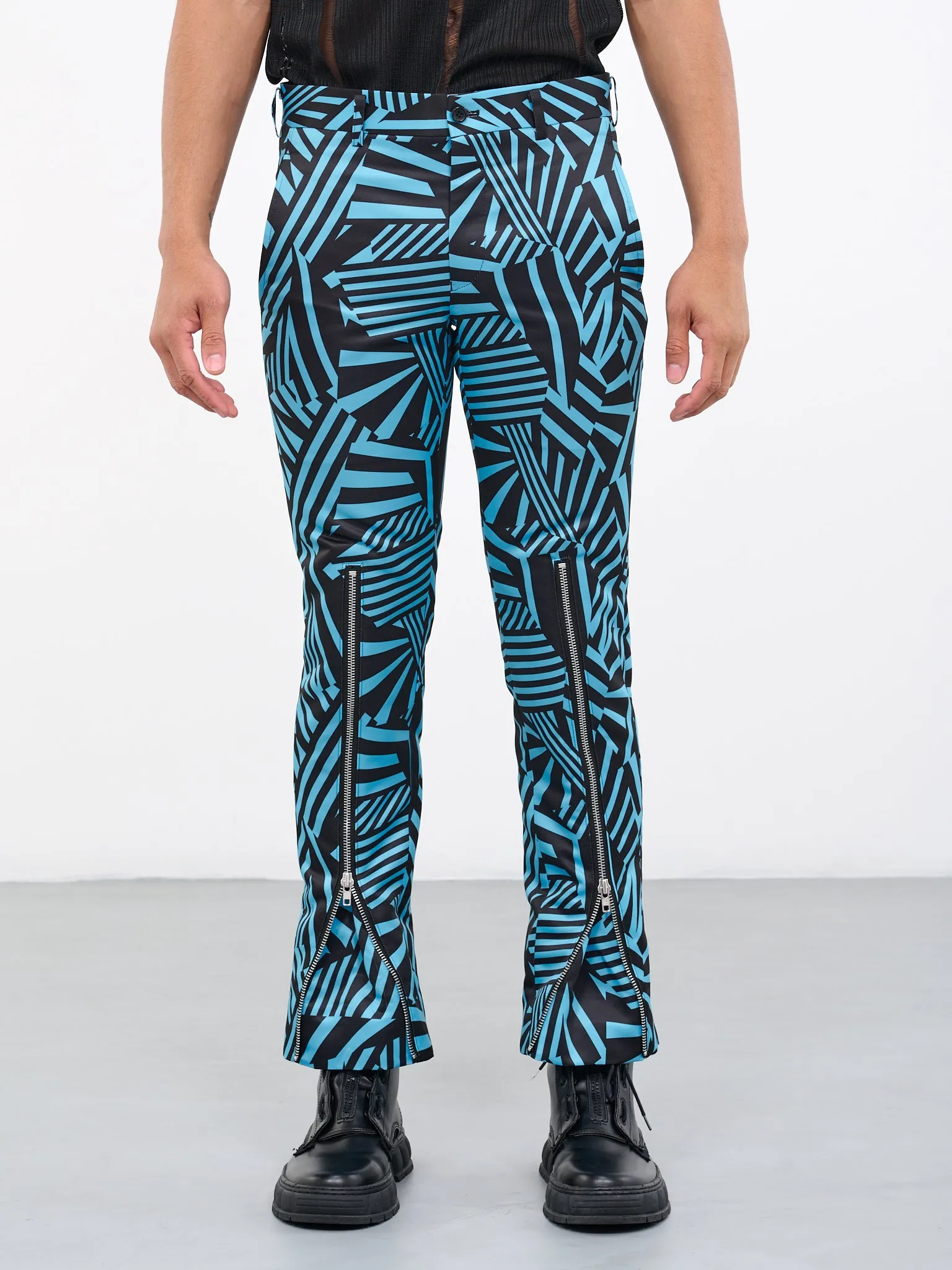 Geometric Zip Trousers (PK-P053-051-BLUE-BLACK)