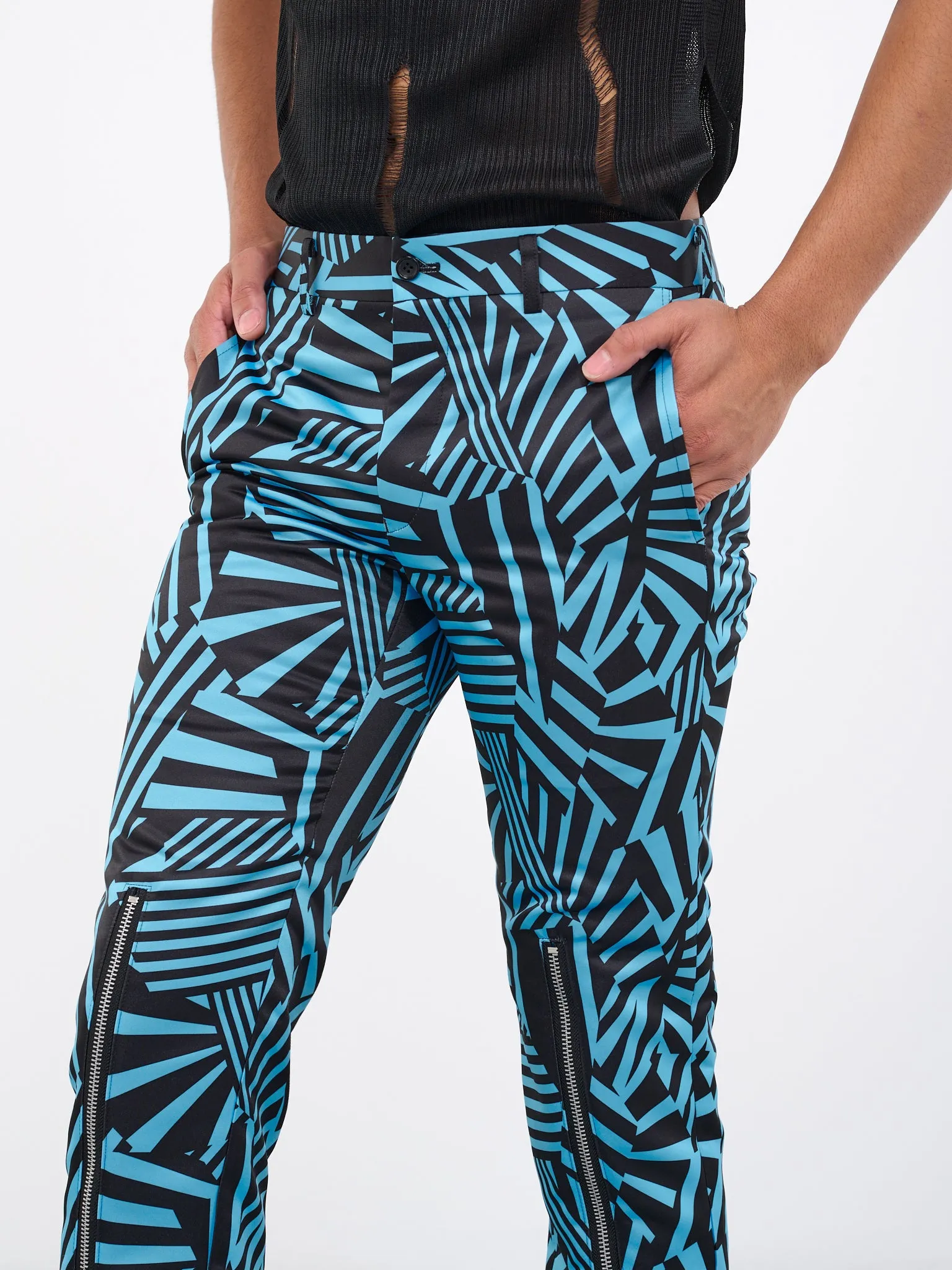 Geometric Zip Trousers (PK-P053-051-BLUE-BLACK)