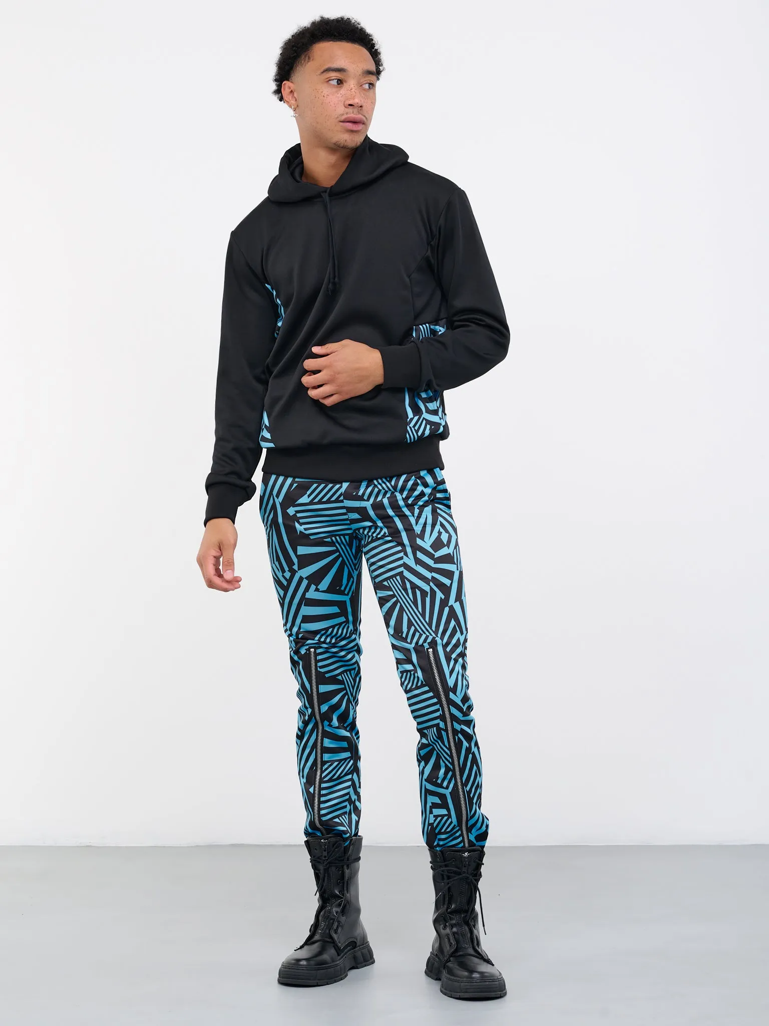 Geometric Zip Trousers (PK-P053-051-BLUE-BLACK)