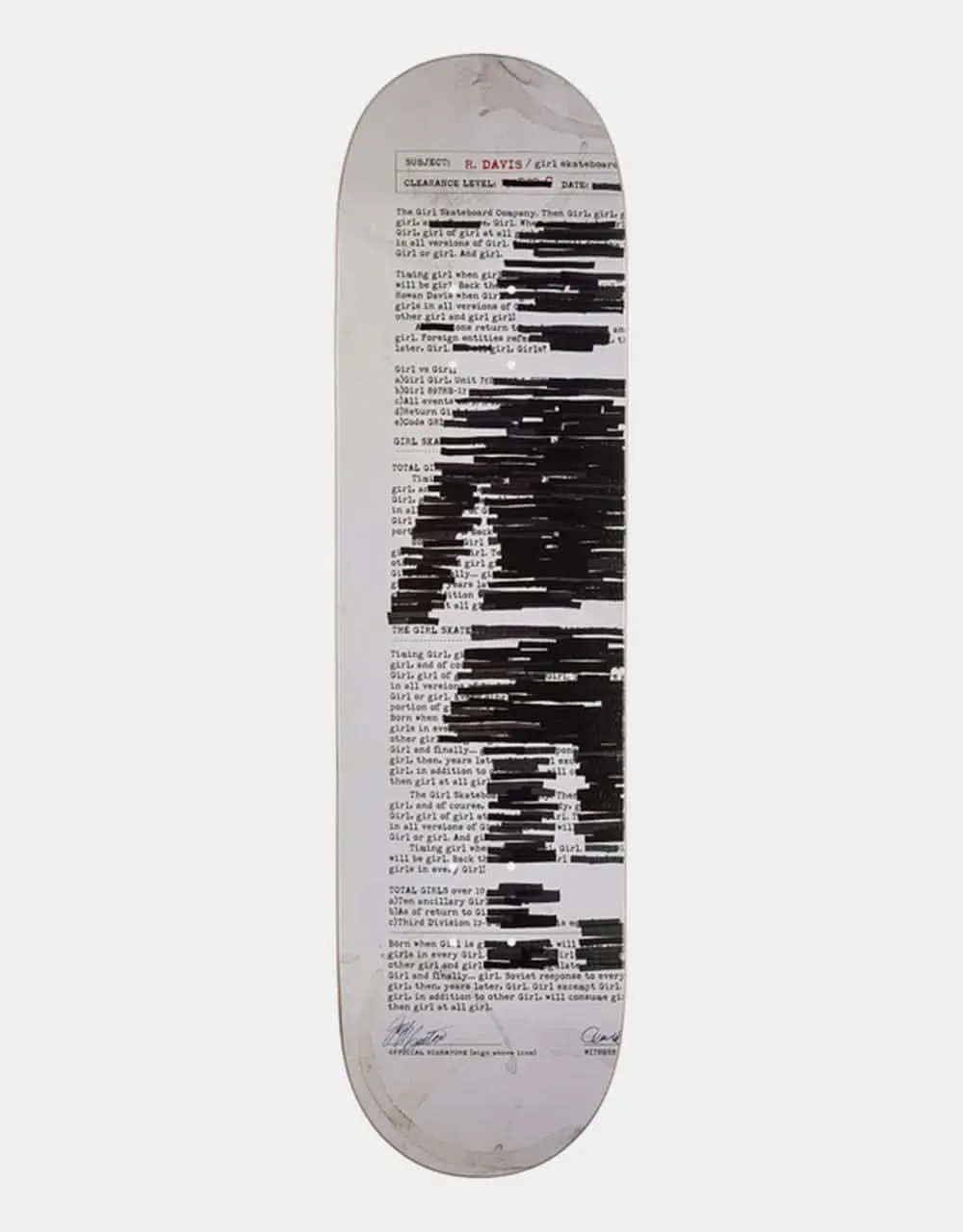 Girl Davis Redacted G052 Skateboard Deck - 8.25