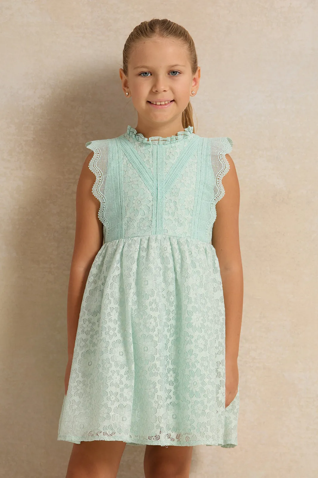 Girls Blue Lace Dress