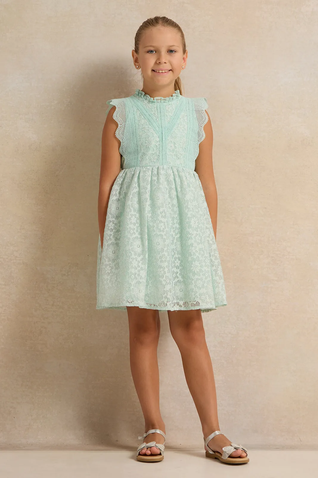 Girls Blue Lace Dress