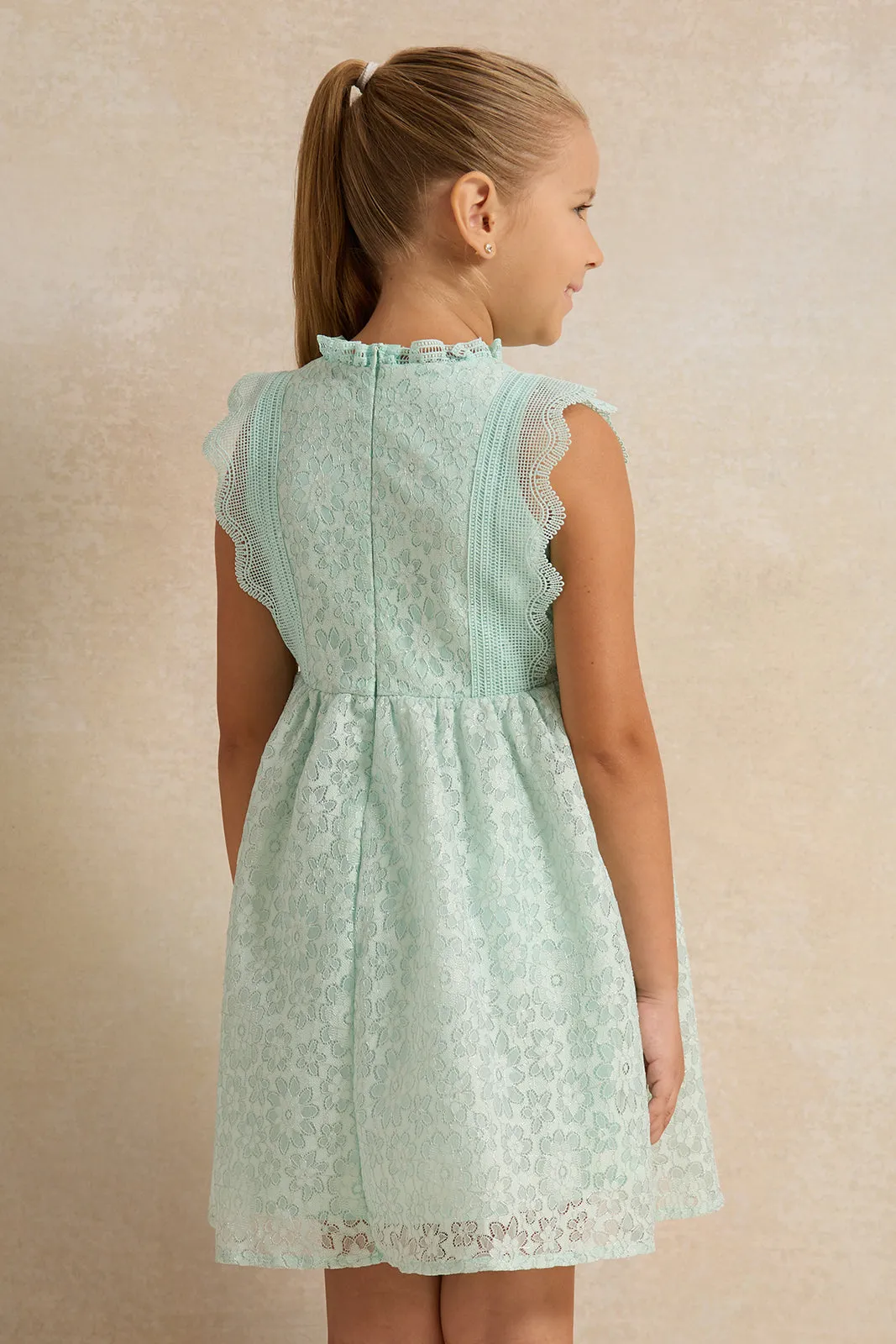 Girls Blue Lace Dress